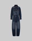 IAMXIAA Dark Wash Denim Jumpsuit Vintage Utility Style