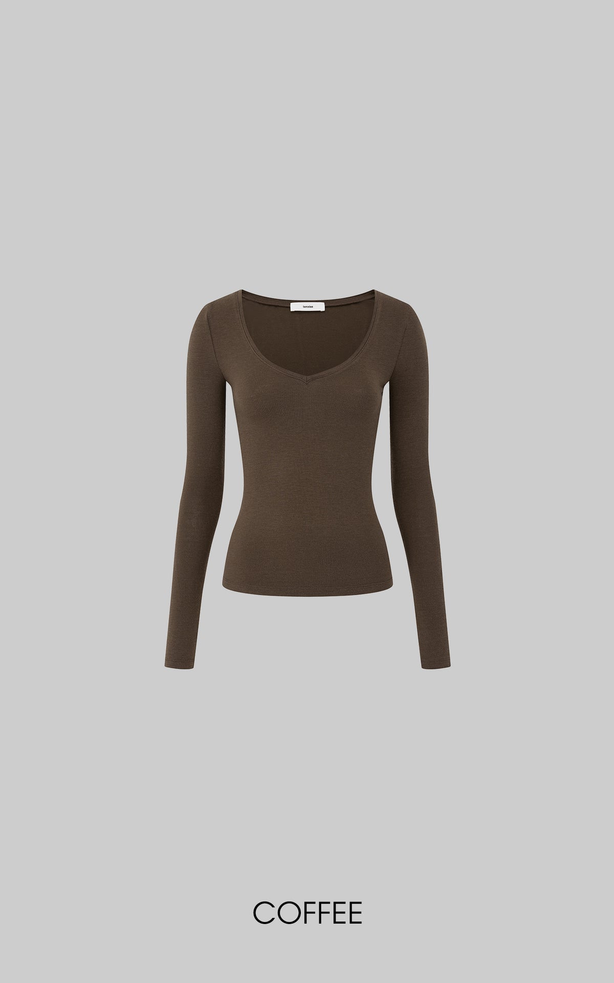 IAMXIAA Slim-Fit V-Neck Knit Top with Thumbhole Sleeves