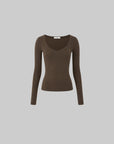 IAMXIAA Slim-Fit V-Neck Knit Top with Thumbhole Sleeves