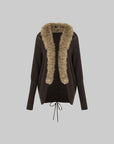IAMXIAA Faux Fur Trim Knit Cardigan