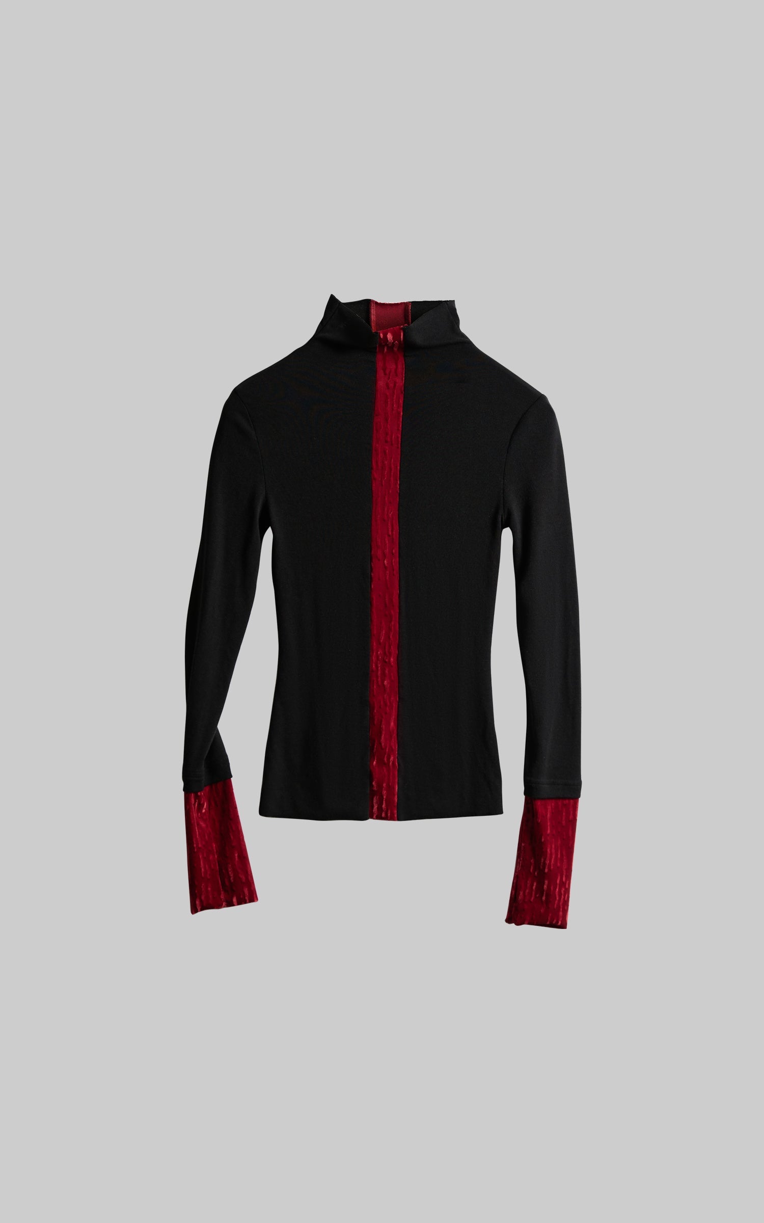 DOINDULGE Contrast Velvet Panel Long Sleeve T-Shirt