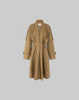 IAMXIAA Manteau trench en suédine drapé avec ceinture