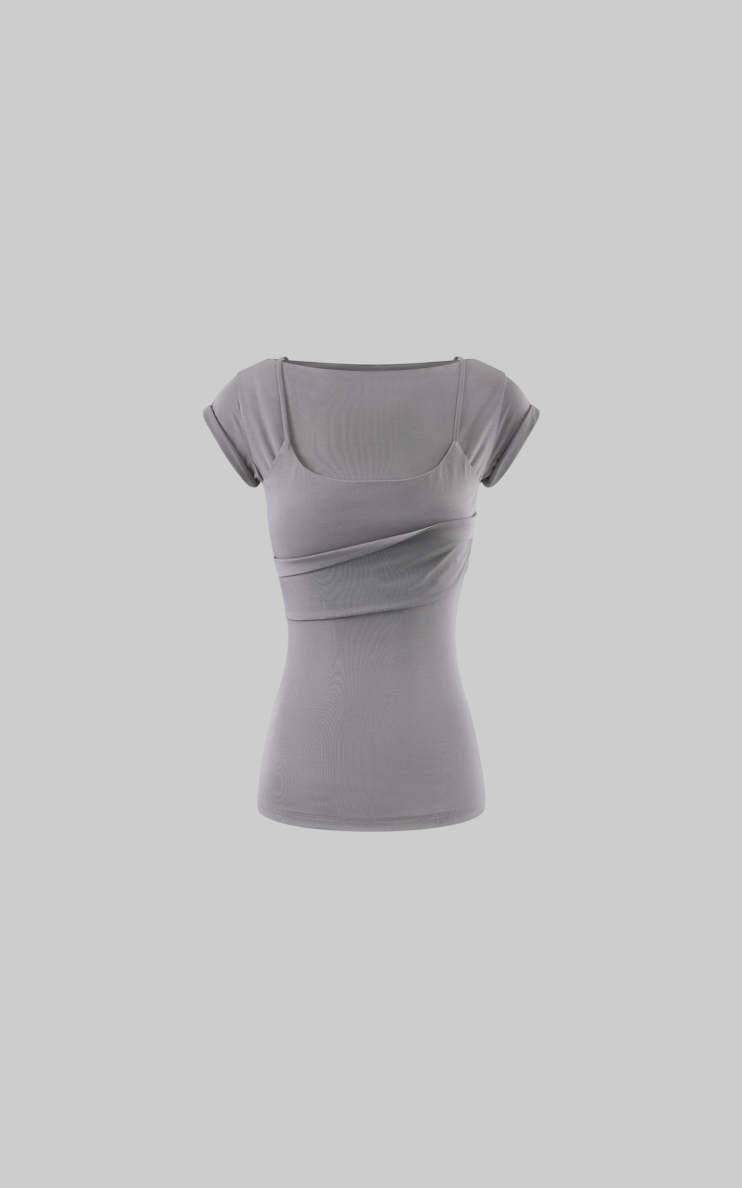 0122stepll Draped Ruched Slim Fit Top