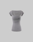 0122stepll Draped Ruched Slim Fit Top