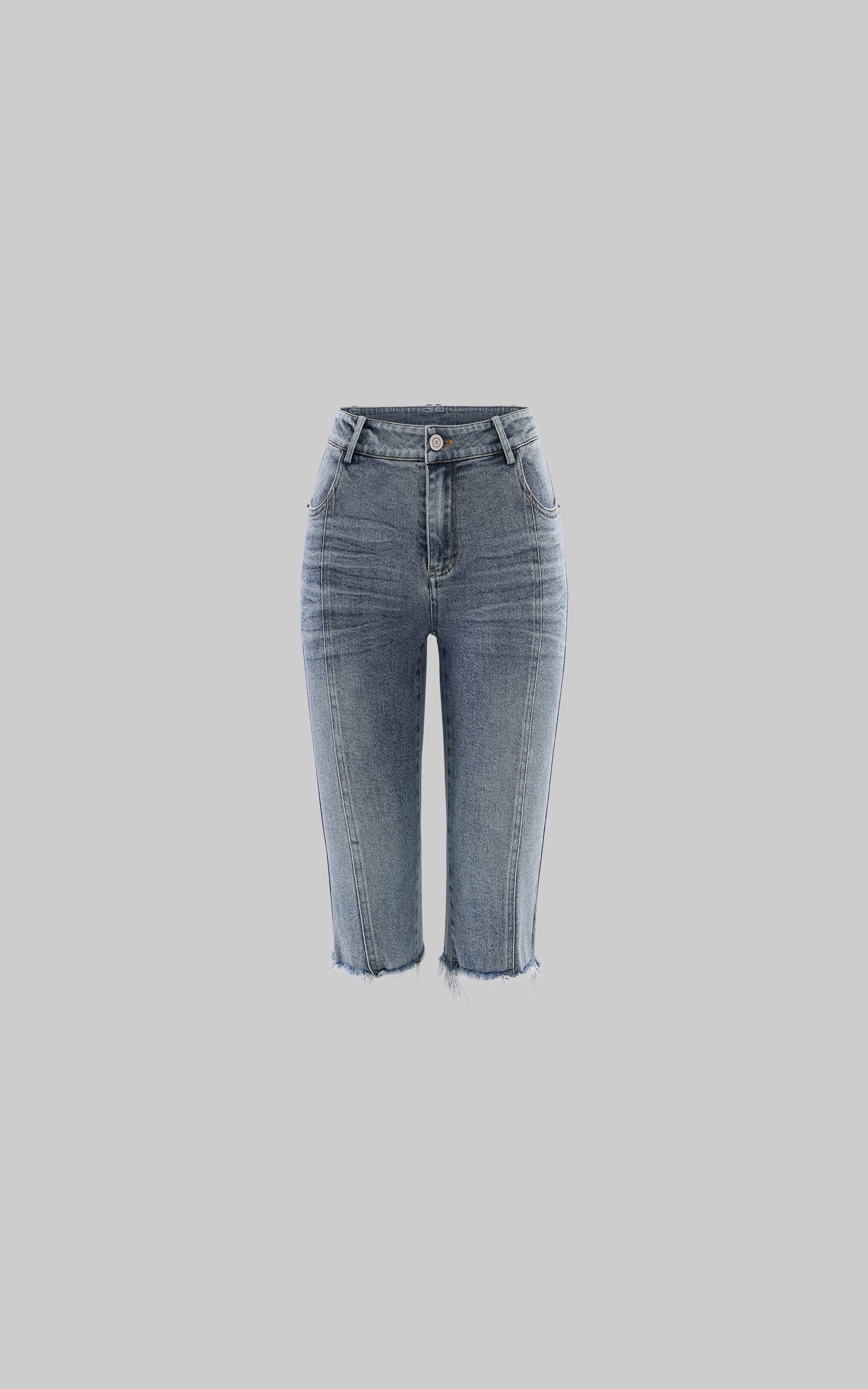 Rase le sol Vintage Washed Mid-Length Denim Pants