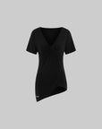 Rase le sol Draped Twist Front Asymmetric T-Shirt