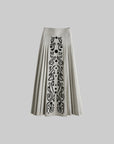 DOINDULGE Embroidered Panel Pleated Maxi Skirt