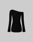 IAMXIAA Asymmetric Knit One Shoulder Long Sleeve Top