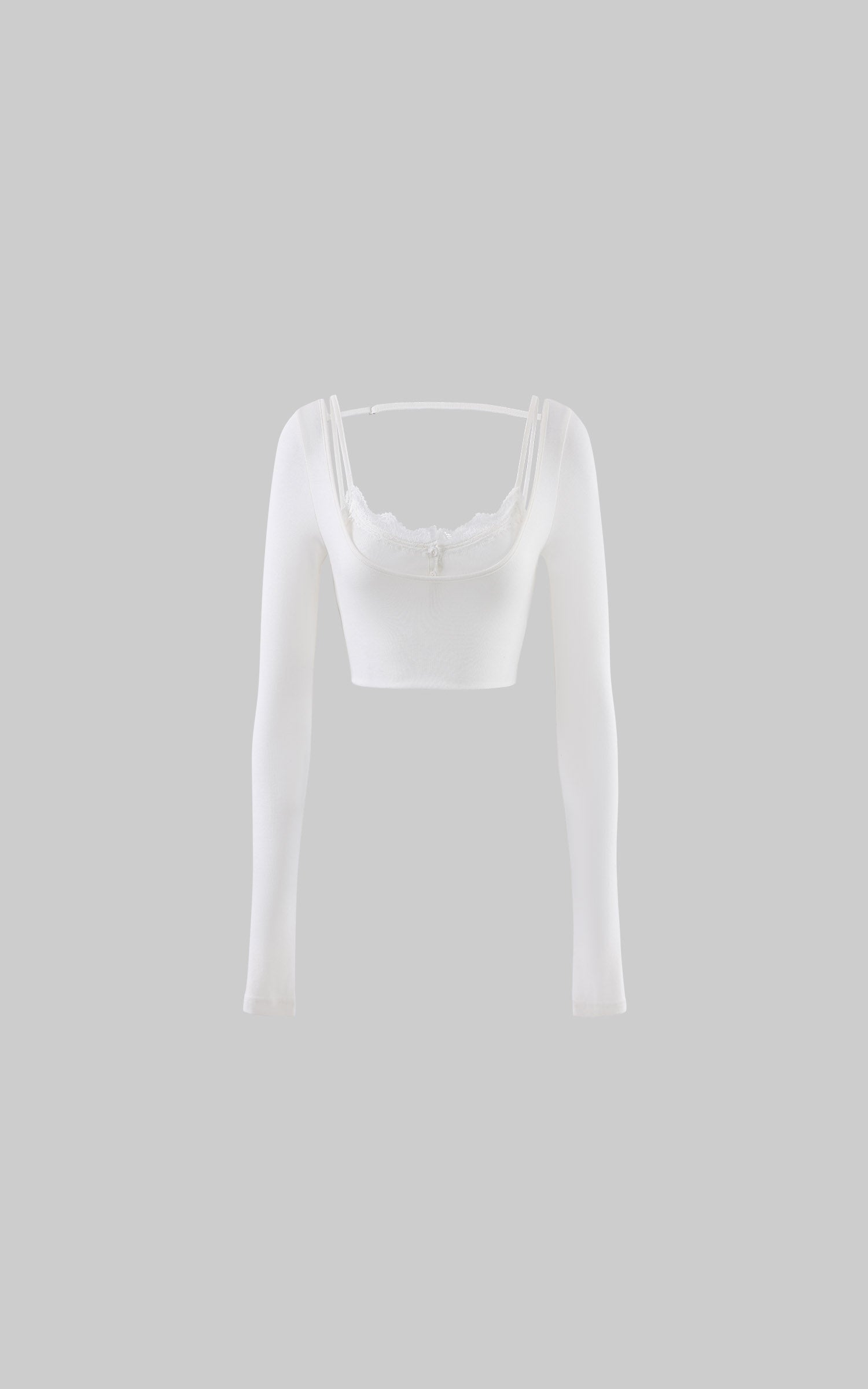WARDEN EDGE Lace Detail Cropped Long Sleeve Top