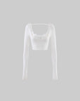WARDEN EDGE Lace Detail Cropped Long Sleeve Top