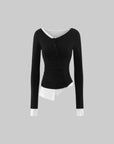 WARDEN EDGE Asymmetric Layered Button Long Sleeve Top