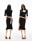 IAMXIAA Lace Trim Top & Midi Skirt Set