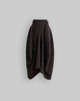 DOINDULGE Shadow Stripe Asymmetric Draped Skirt with Raw Braided Details
