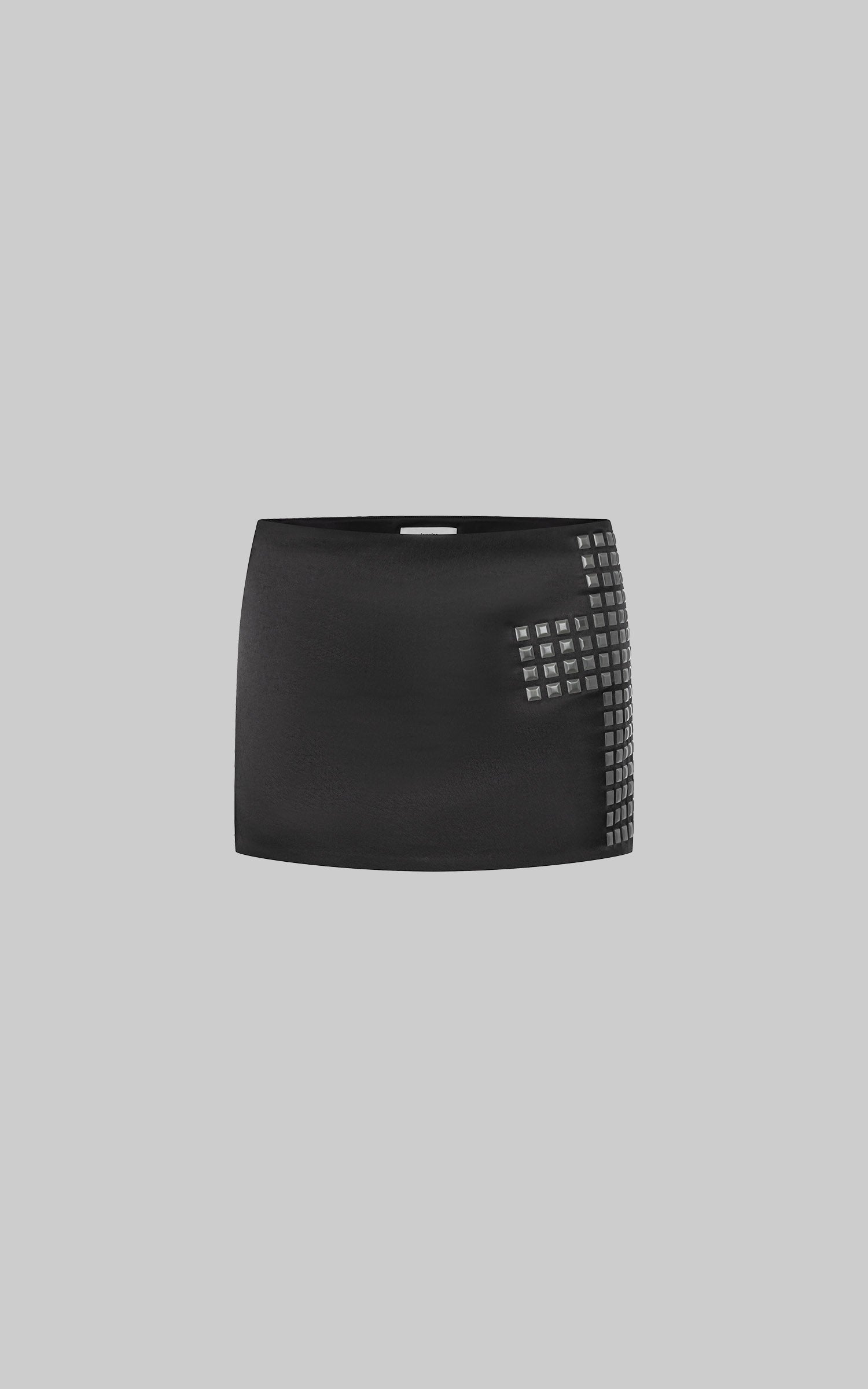 IAMXIAA Studded Low-Rise Faux Leather Mini Skirt with Side Stud Panel