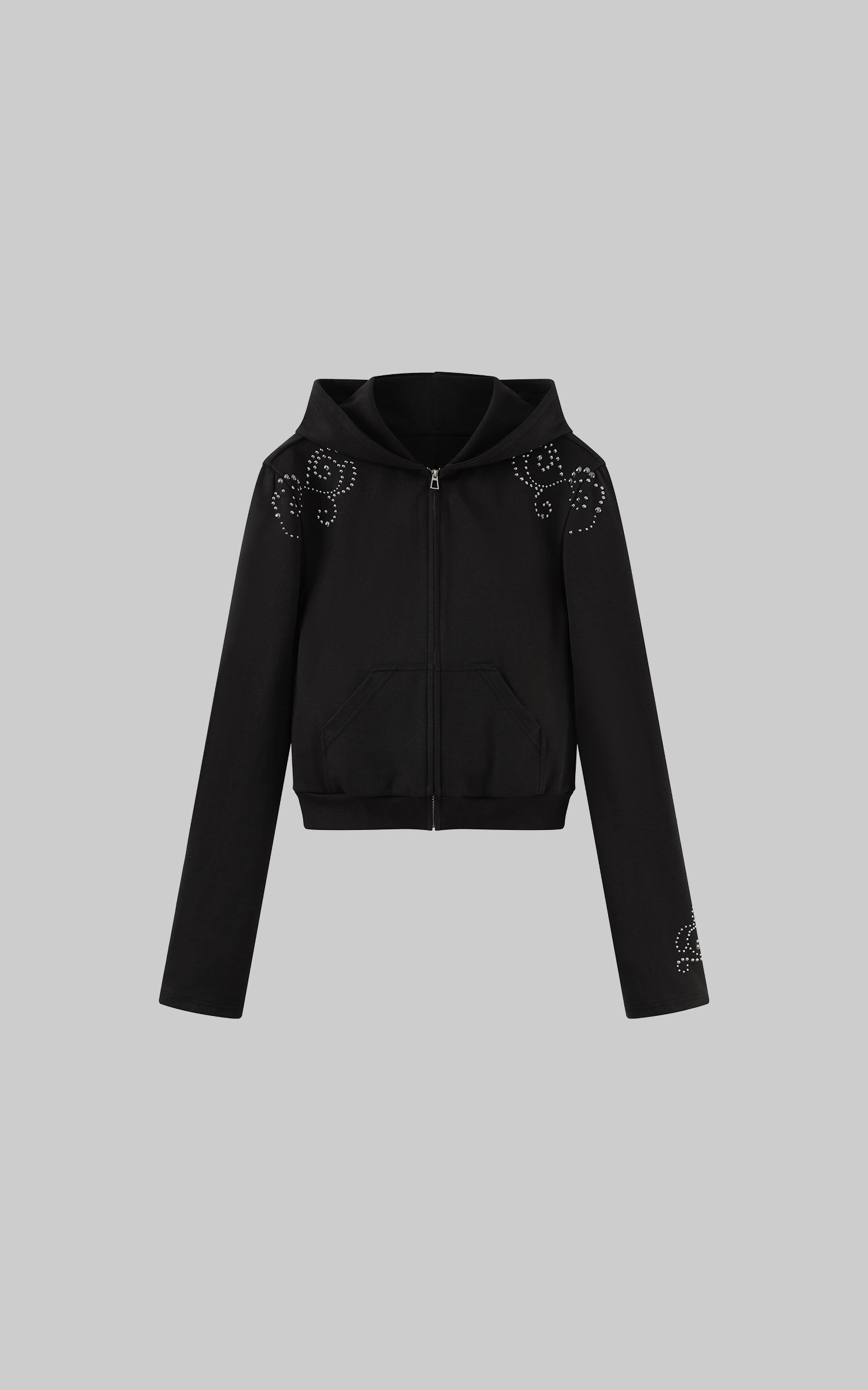 WARDEN EDGE Studded Zip-Up Hoodie with Spiral Embellishments