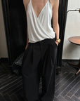 0122stepll Haut halter drapé blanc