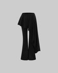 Rase le sol Asymmetric Skirted Pants with Flare Leg