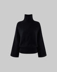 ROVENTE Cable-Knit Wool Turtleneck Relaxed Wide-Sleeve Sweater