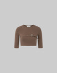 IAMXIAA Buckle Strap Cropped Three-Quarter Sleeve Top