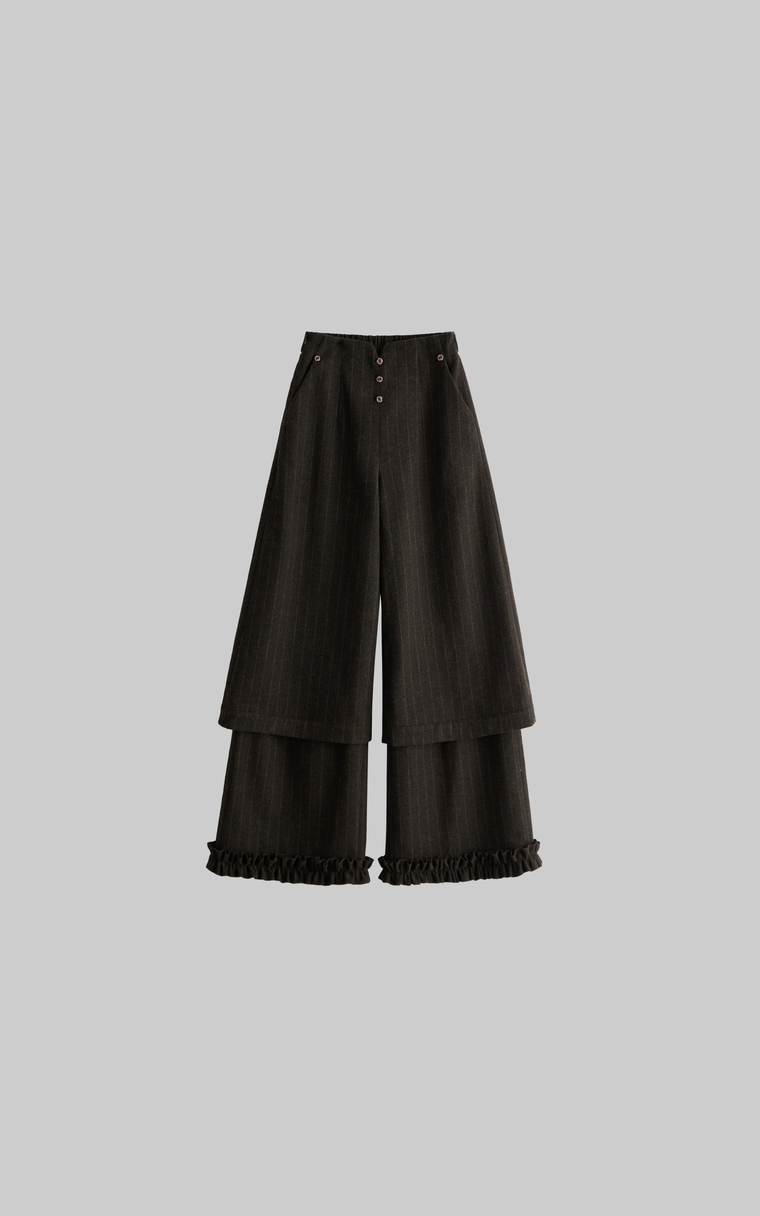 DOINDULGE Layered Pinstripe Wide-Leg Trousers