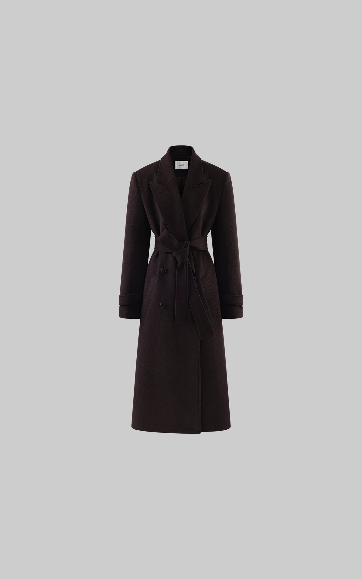 ROVENTE Manteau long maxi à double boutonnage et ceinture en mélange de laine