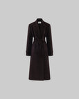 ROVENTE Manteau long maxi à double boutonnage et ceinture en mélange de laine