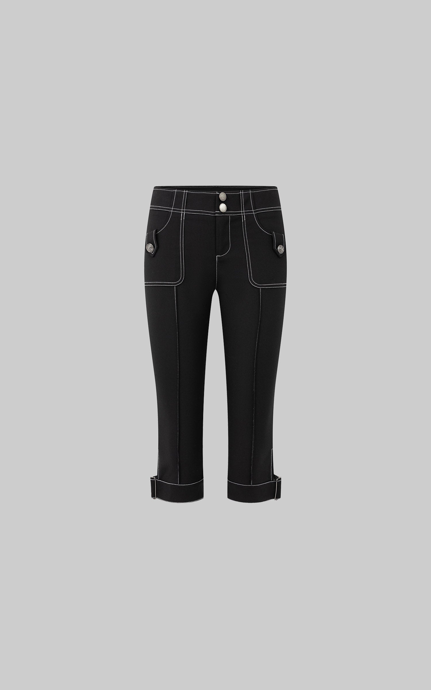 IAMXIAA Contrast Stitch Cropped Skinny Capri Pants