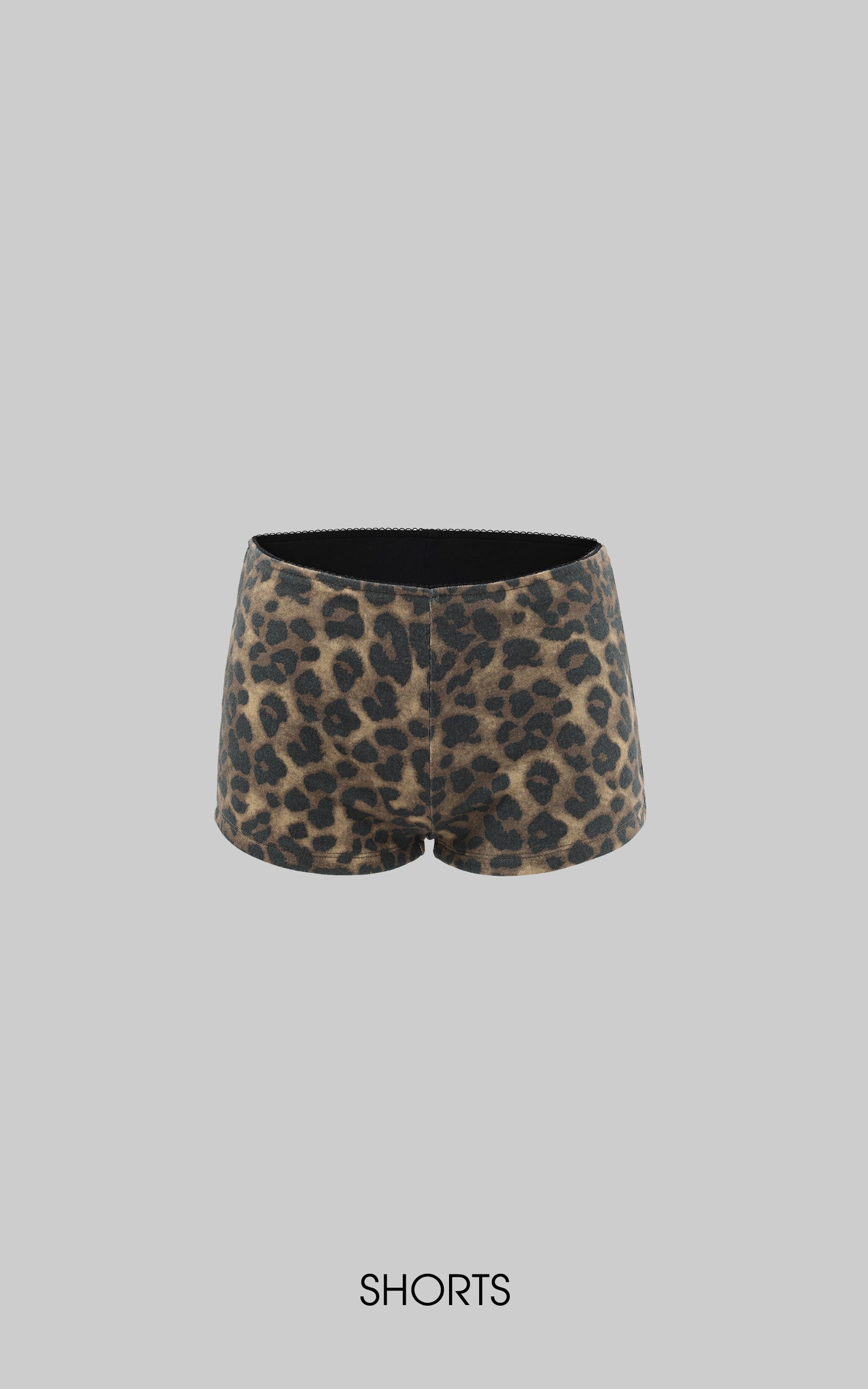ROVENTE Deep V Black Top with Leopard Bra and Leopard Print Shorts Set