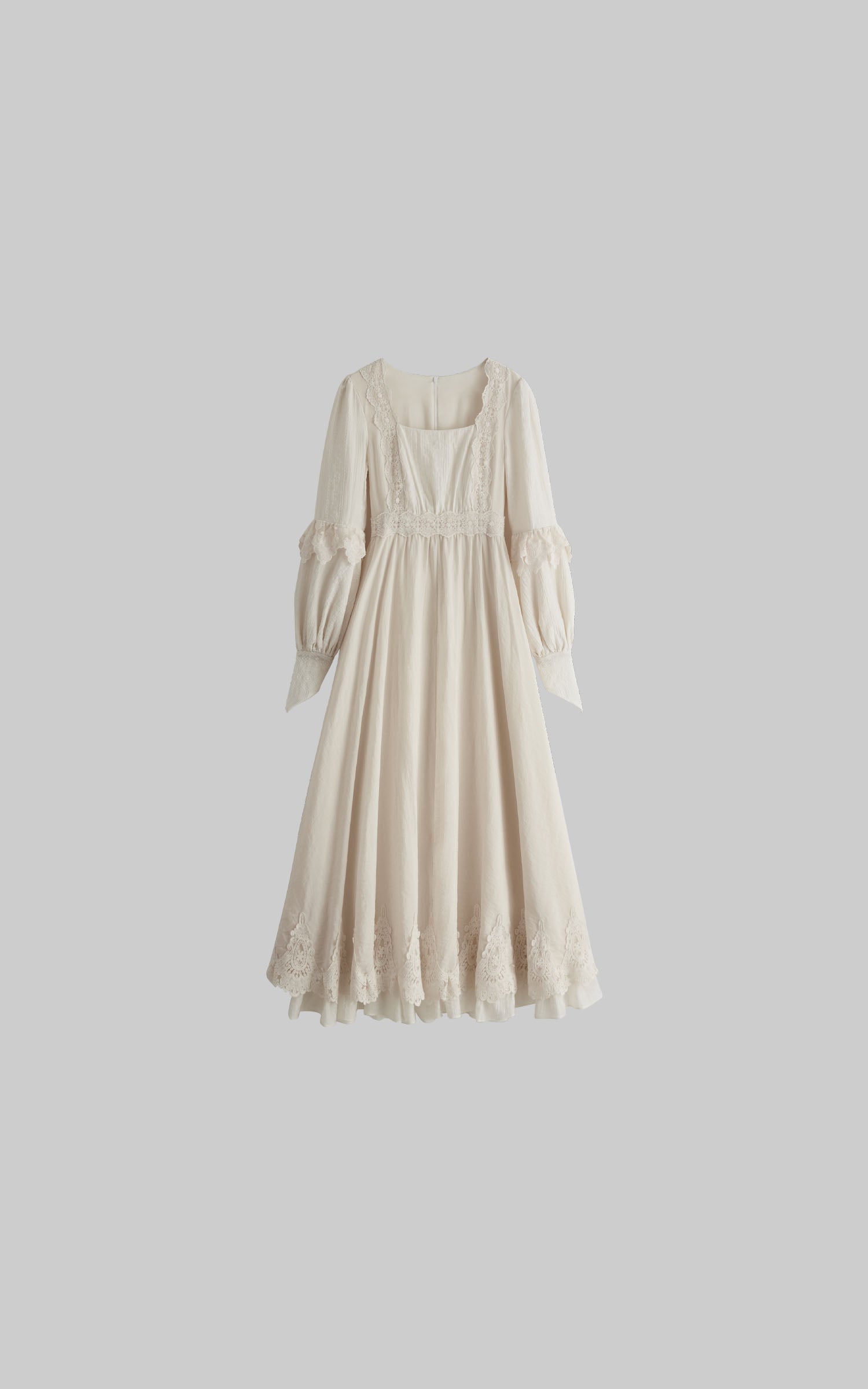 DOINDULGE Lace Structured Square Neck Long Dress