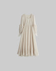 DOINDULGE Lace Structured Square Neck Long Dress