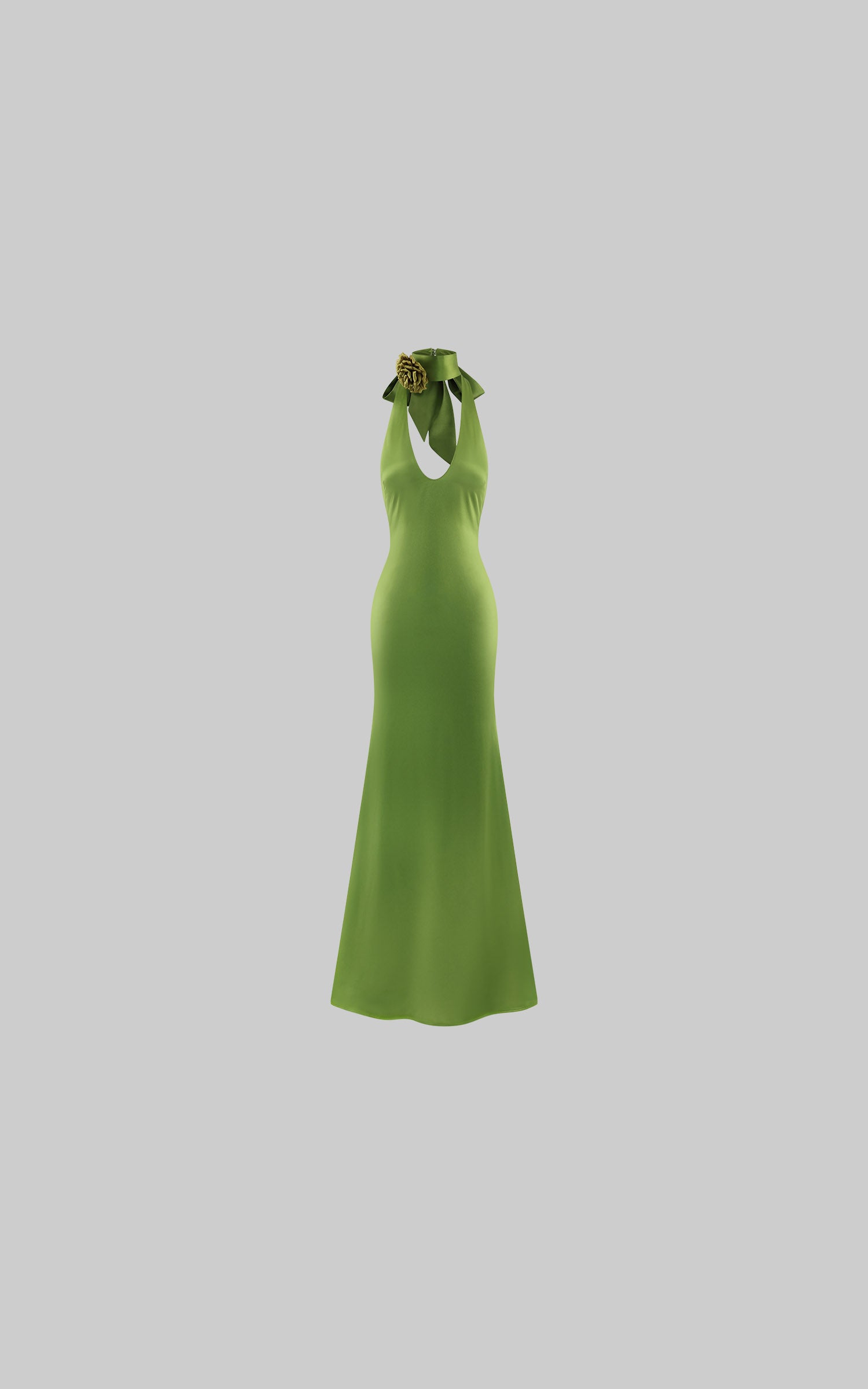 ROVENTE Robe longue dos nu en satin à fleurs