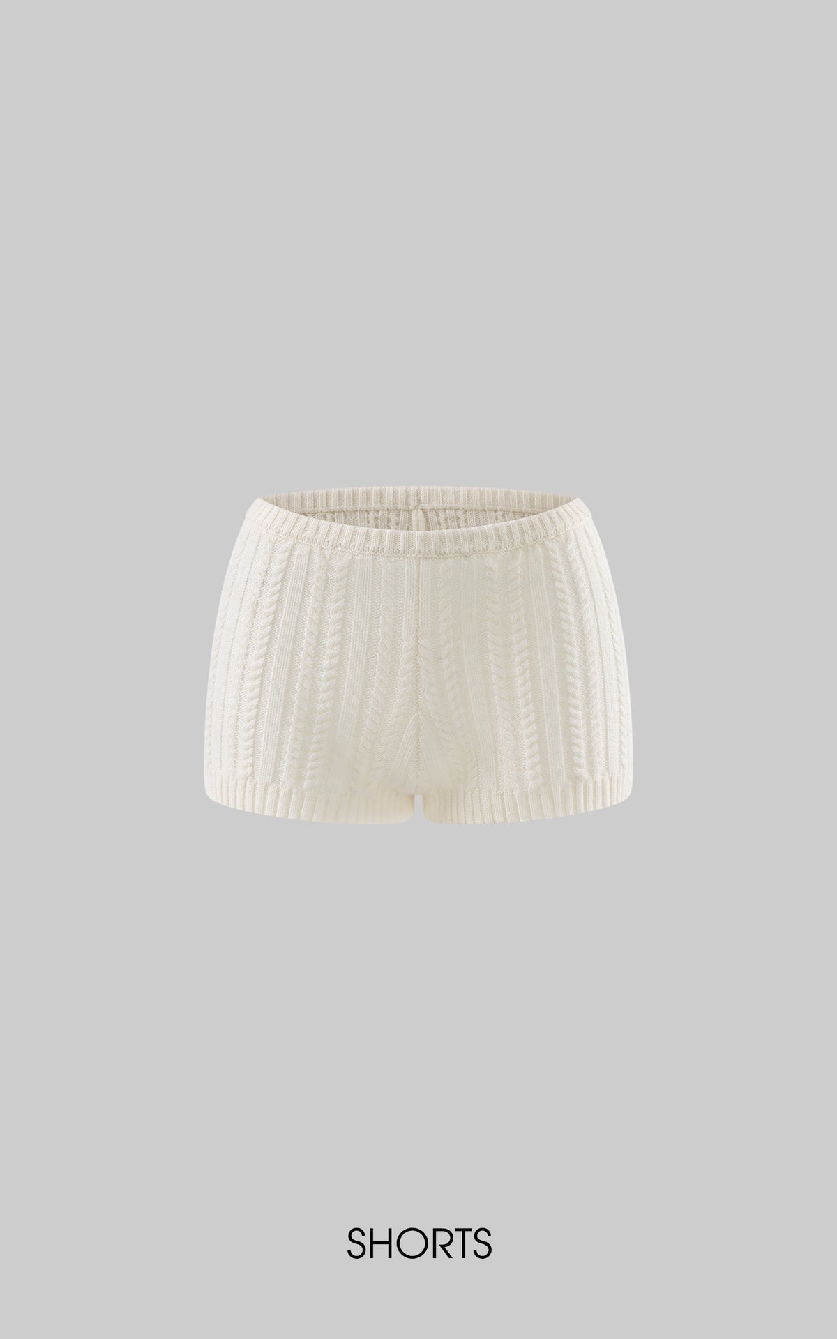 ROVENTE Plunging V-Neck Cable-Knit Sweater &amp; Mini Shorts Set with Ribbed Waist