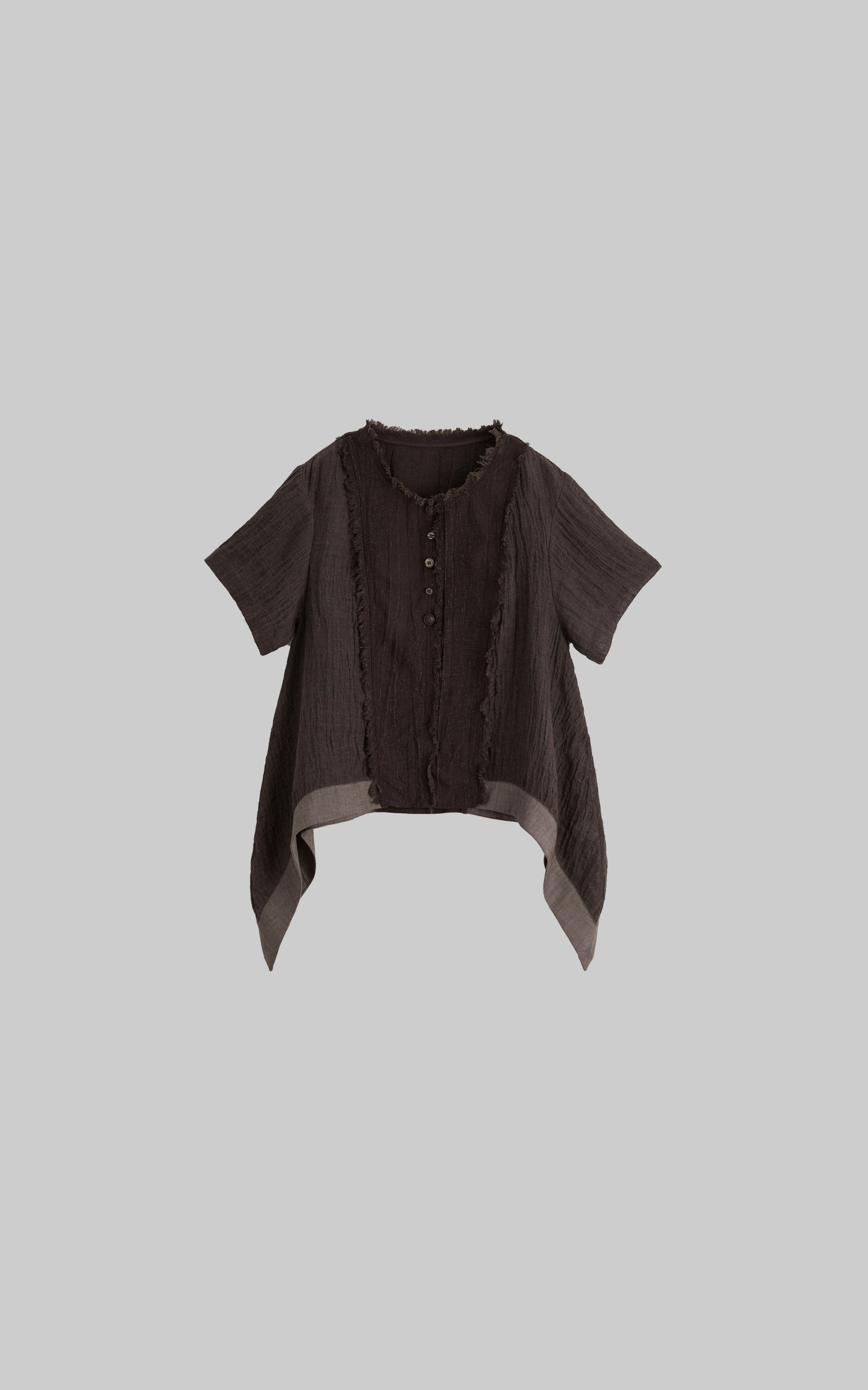DOINDULGE Raw Edge Button-Front Draped T-Shirt