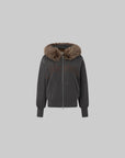 IAMXIAA Faux Fur Hooded Zip-Up Hoodie and Wide-Leg Sweatpants Set
