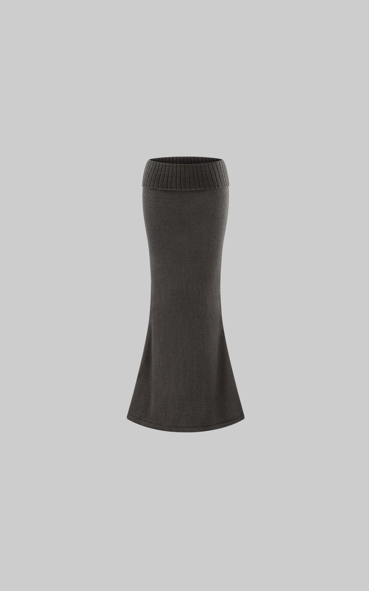 Hydrae Foldover Waist Flared Knit Maxi Skirt