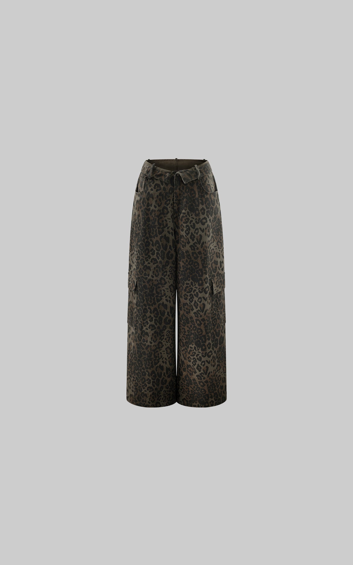 0122stepll Leopard Print Wide-Leg Cargo Pants
