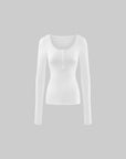 WARDEN EDGE Embroidered Scoop Neck Long Sleeve Top