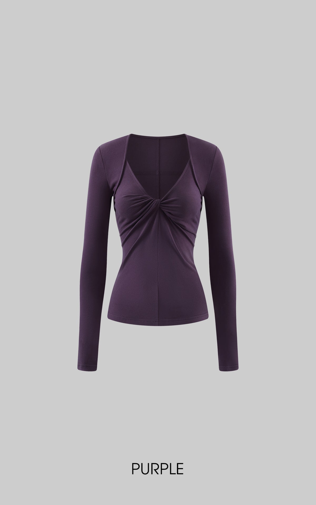 Rase le sol Twisted V-Neck Fitted Long Sleeve Top