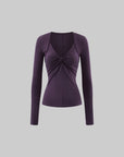 Rase le sol Twisted V-Neck Fitted Long Sleeve Top