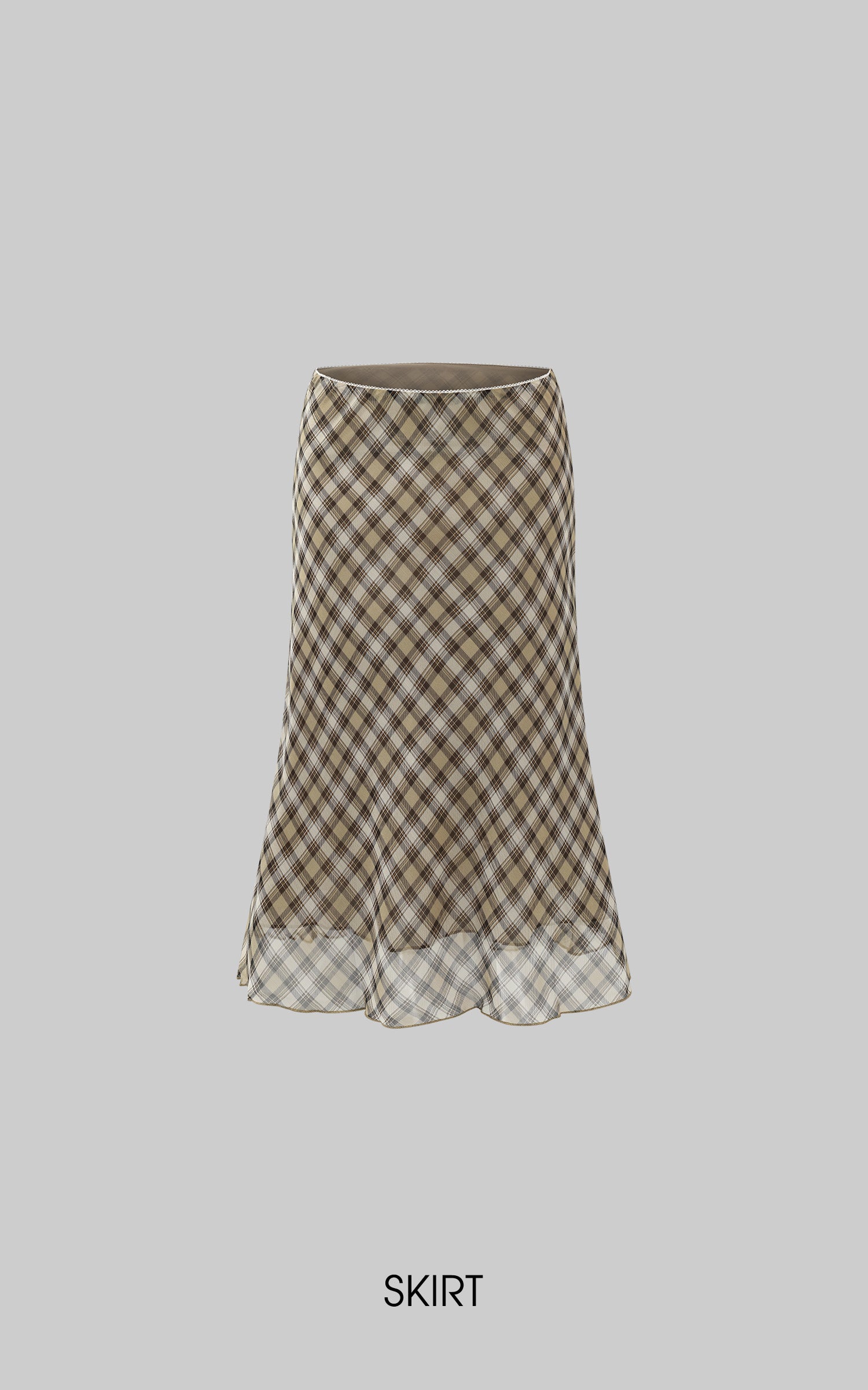ROVENTE Plaid Sheer Cami Top and Flowy Midi Skirt Matching Set - PINKPARKS