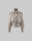 WARDEN EDGE Belted Peplum Cropped Trench Jacket