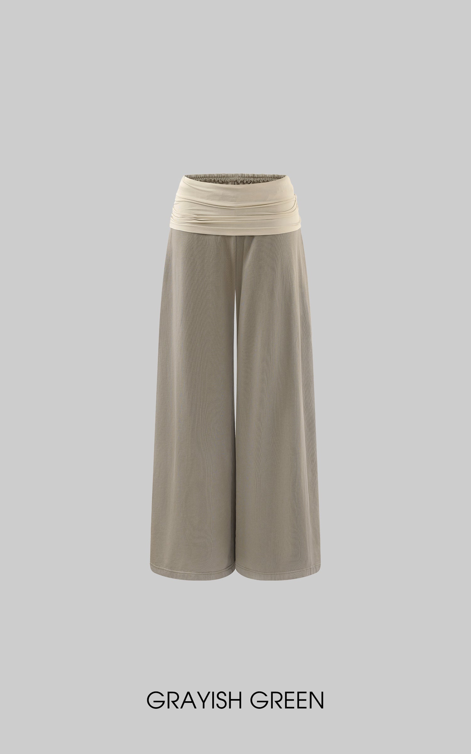 Rase le sol High Waist Contrast Panel Wide Leg Pants