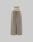 Rase le sol High Waist Contrast Panel Wide Leg Pants