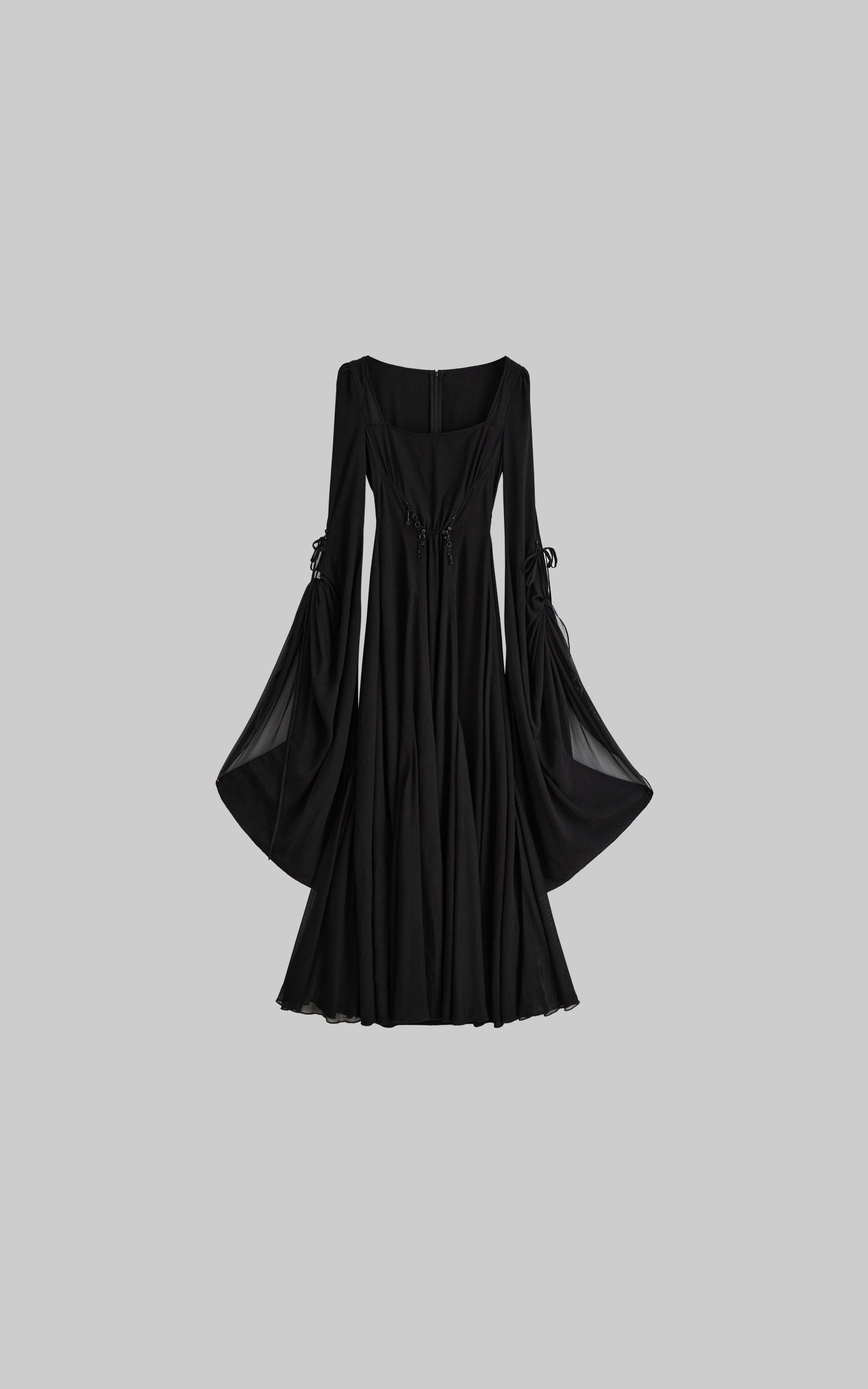 DOINDULGE Flare Sleeve Square Neck Maxi Dress
