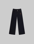Hydrae Pantalon en jean large taille basse brodé