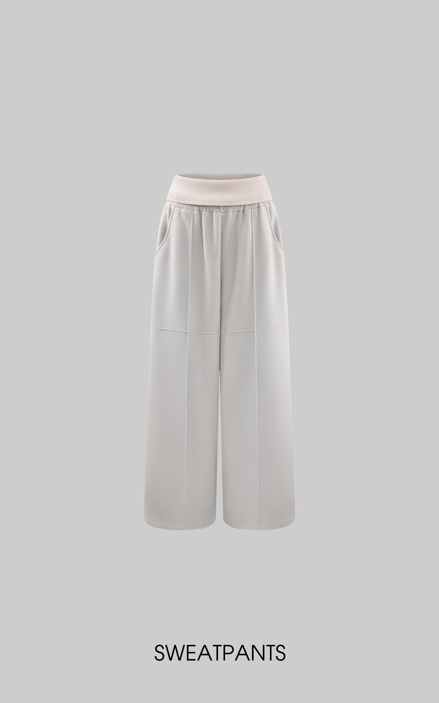 Rase le sol 커브드 헴 크롭 후디 &amp; 와이드 팬넬 스웨트팬츠 세트