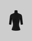 ROVENTE Mock Neck Top & Leather-Look Mini Skirt Set