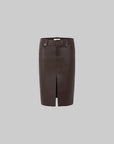 IAMXIAA Jupe midi fendue devant taille haute en similicuir