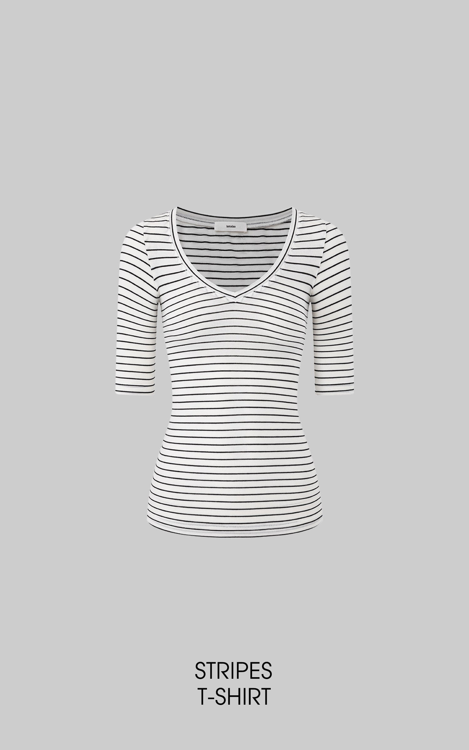 IAMXIAA Classic Wool Stretch V-Neck Slim Fit Half Sleeve Top