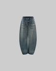 0122stepll Curved Wide-Leg Dragging Jeans